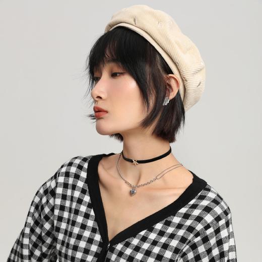 帽仕汇  灯芯绒全棉刺绣贝雷帽 商品图3