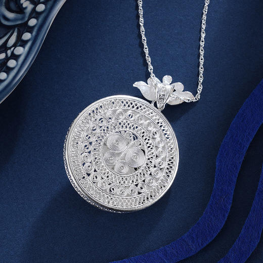 子佩集S990银【风敛陌尘】吊坠【MXDZ014】(不含链)花丝珐琅彩蓝色莲花荷花2311 商品图3