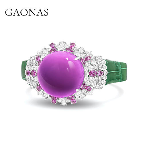 GAONAS 925银合成锆石戒指 高纳仕 轻奢时尚紫色素面腕带10211SPR 商品图1