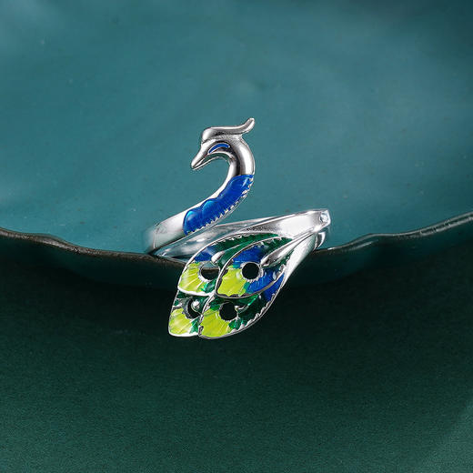 子佩集S925银【雀之灵】孔雀戒指【YH8400032】珐琅彩孔雀203 商品图1