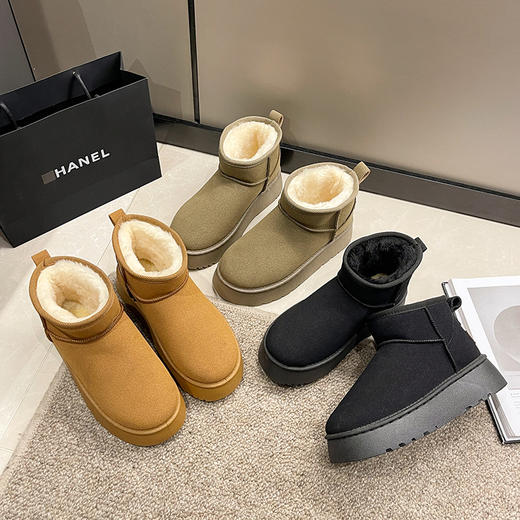 【显高耐磨底❗️加绒雪地靴】可甜可盐 舒适耐穿 秋冬新款棉鞋女保暖时尚百搭厚底磨砂面加绒加厚毛雪地靴大码 商品图2