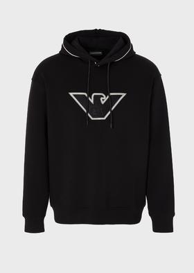 【双十一限时折扣】【1F】EMPORIO ARMANI 饰边大鹰标连帽卫衣