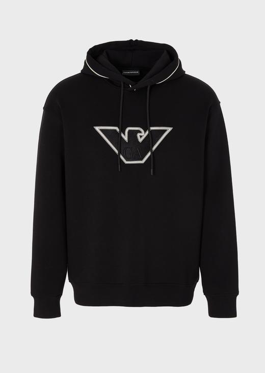 【双十一限时折扣】【1F】EMPORIO ARMANI 饰边大鹰标连帽卫衣 商品图0