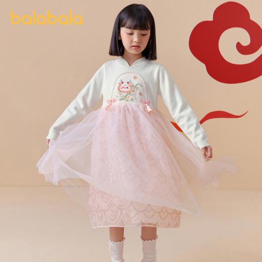 巴拉巴拉童装女童连衣裙洋气新中式潮新款儿童裙子网纱公主裙 商品图2