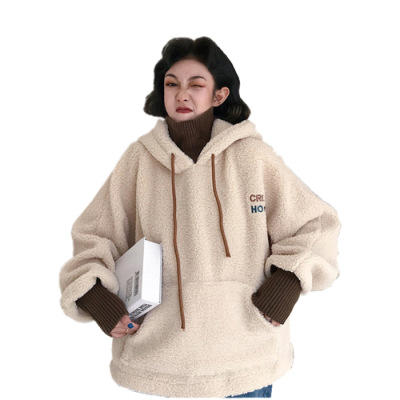 【假两件羊羔毛卫衣！潮流时尚】新款加绒加厚上衣秋冬宽松韩版外套，温暖呵护你的每一寸肌肤，宽松剪裁，散发着迷人的魅力，柔软又保暖，秋冬必备潮流代表lm 商品图6