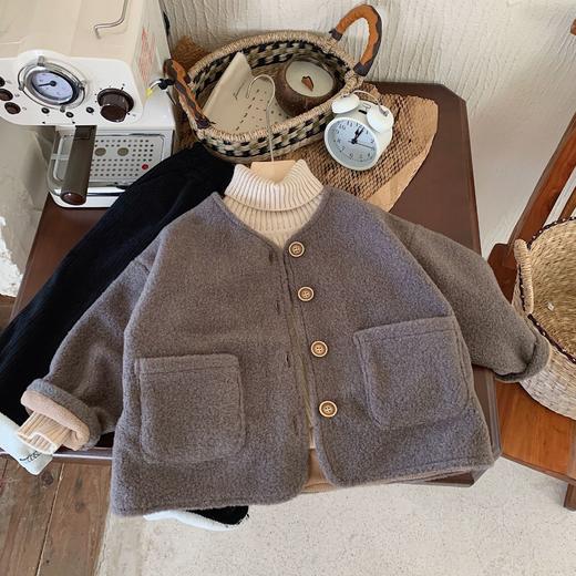 【短款新潮别具魅力！温暖守护】儿童新款秋冬外套开衫，加厚冬季宽松男童女童毛呢上衣 洋气又时尚，柔软如绒 温暖守护；冬季宽松版型，自由舒适lm 商品图6
