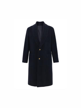 callisto藏青羊驼毛+绵羊毛混纺大衣 FSFEC020Y