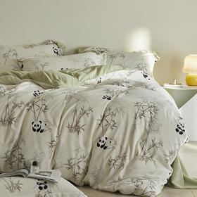 A类【国风熊猫床上四件套】锦芙绒牛奶绒 加厚保暖 冬季珊瑚绒床单被套