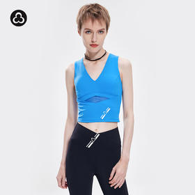 titika运动背心女V领修身长款（带胸垫）户外跑步吸湿排汗上衣31114