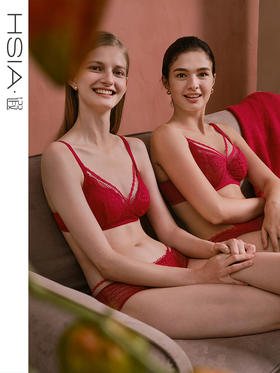 HSIA遐中小胸文胸【小欢喜】绑带刺绣三角杯结婚本命年红色内衣女