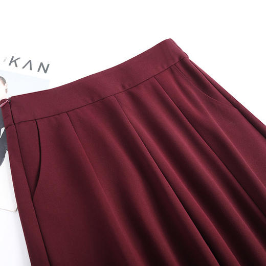 秋款中长款简约修身时尚通勤大摆裙，高腰百褶拼接气质半身裙MYX-2882 商品图3