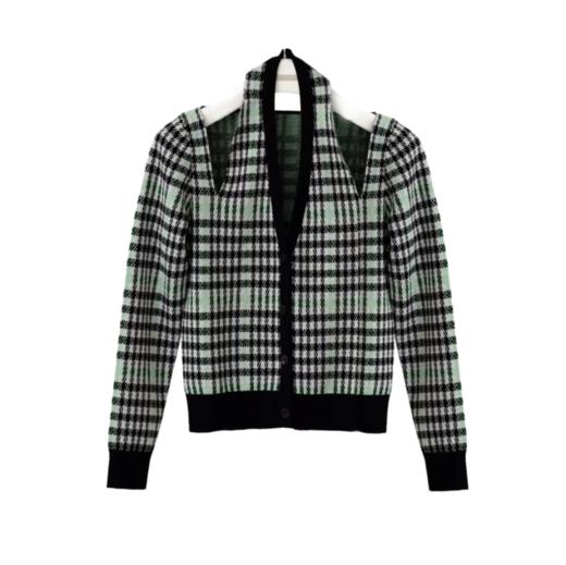 V领挂脖露肩针织开衫 商品图0