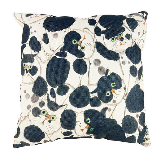 不仁斋薛继业水墨群猫粗纹高档棉麻有芯抱枕客厅沙发靠枕 商品图2