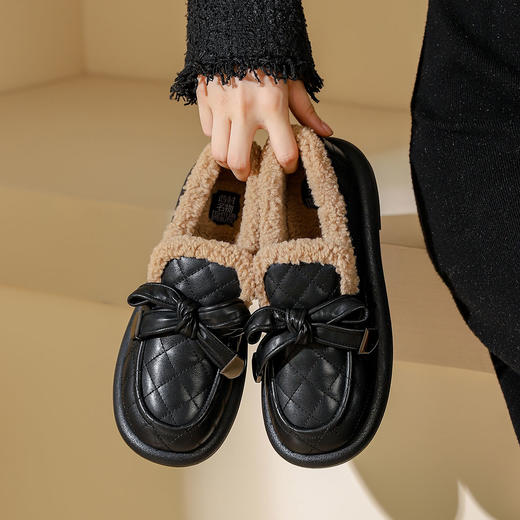 西村名物2023秋冬季新款加绒乐福鞋豆豆鞋外穿雪地鞋T23CM34711 商品图3
