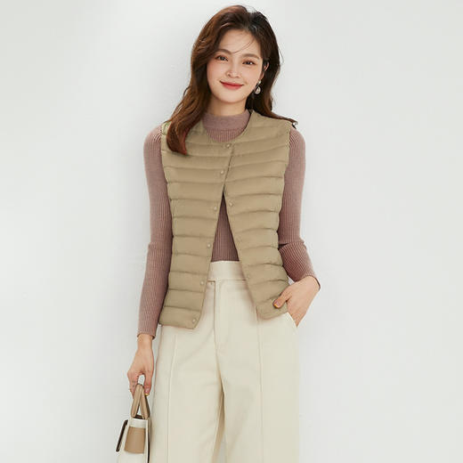 秋冬【白鸭绒90绒马甲】圆领V领可变 带内胆羽绒服背心 轻便坎肩马甲大码女装 商品图2