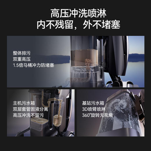 德尔玛无线洗地机P60Max家用免维护除菌贴边空间站吸拖洗一体拖把 商品图6