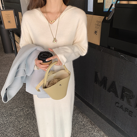 金蘑菇菇  浣熊连帽op / 休闲甜 针织连衣裙 搭配大衣 皮草好搭档