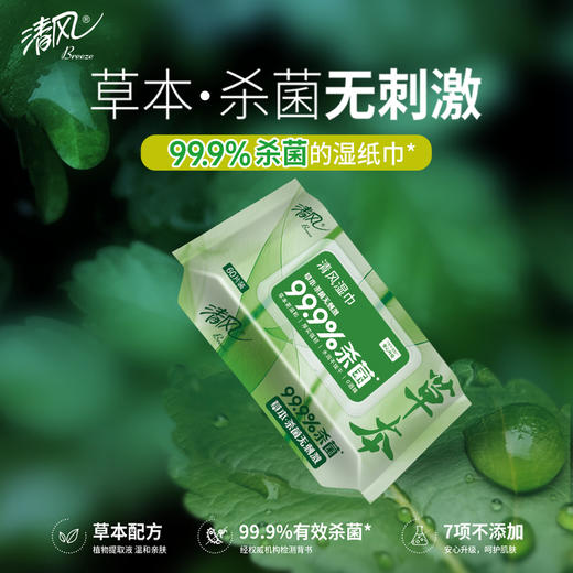 【官方自营】清风御本草抽取式草本湿巾60片5包整箱 A-3189 商品图1