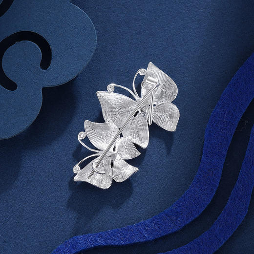 子佩集S990银【庆相逢】胸针吊坠两用【MXXZ001】(不含链)花丝珐琅彩蝴蝶2311 商品图4