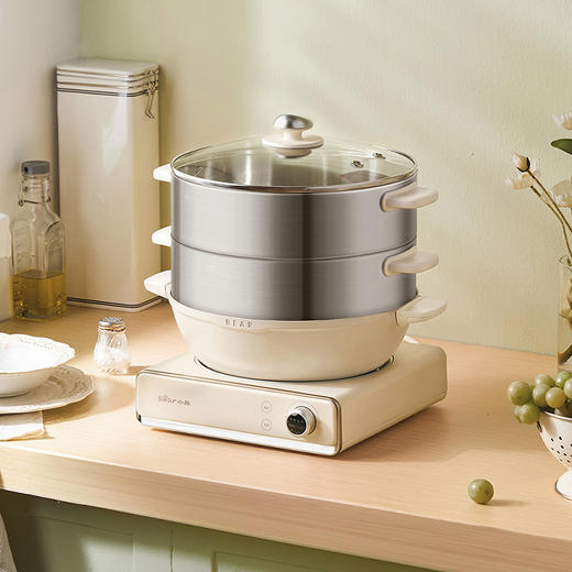 【小程序】小熊电蒸锅 DZG-CA3E1 米黄色 铝锅+蒸笼 商品图0