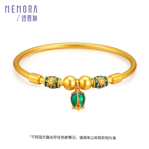 【按克计价黄金1】MEMORA诗普琳和合莲年系列花式足金圆管手镯GW270201 商品图10
