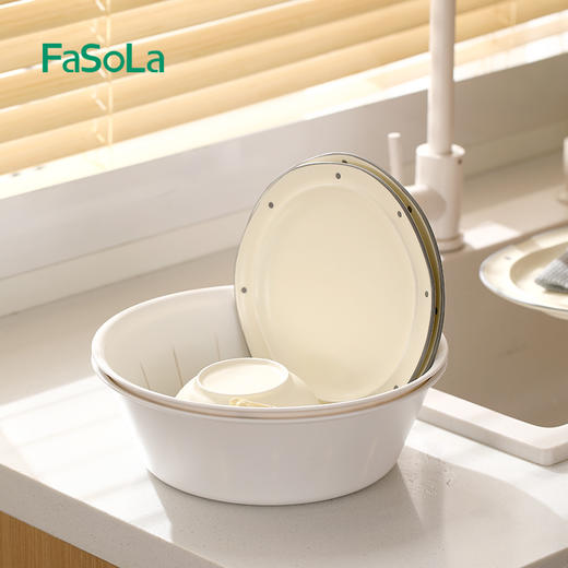 FaSoLa双层洗菜盆沥水篮厨房洗水果盘客厅家用多功能洗菜盆菜篮 商品图6