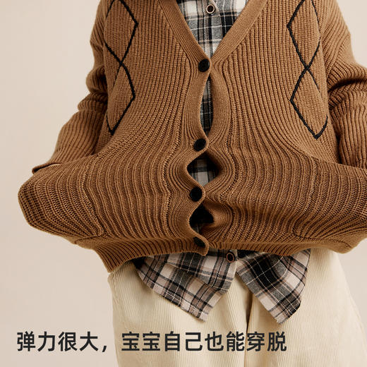 【高弹包芯纱】儿童百搭菱格提花毛衣开衫PQMY2310 商品图2