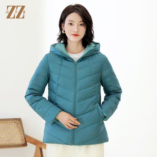 佐尔美冬季新款 通勤简约双面穿连帽短款羽绒服女E14YY35 商品图0