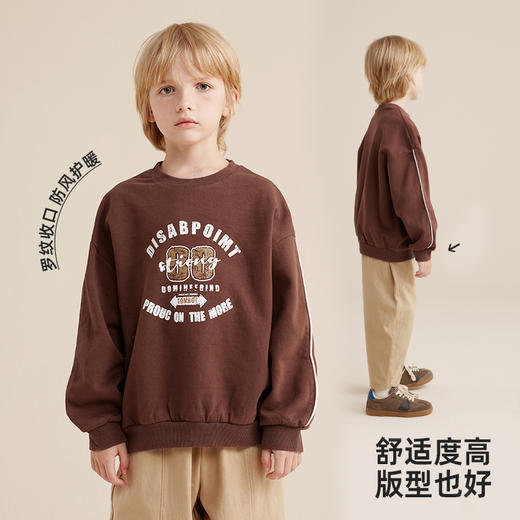 【内里复合奥粒绒】儿童美式复古印花加绒软卫衣PQWY2313 商品图3