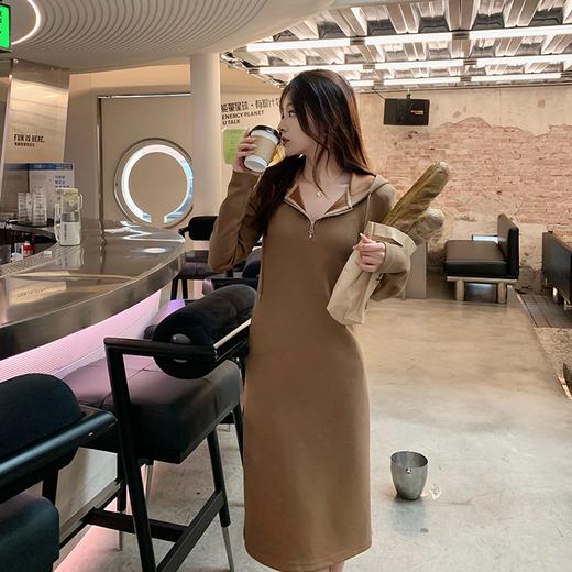 【西雅图的早春】春季时尚修身针织针织显瘦连帽连衣裙女 商品图2