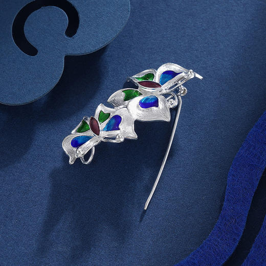 子佩集S990银【庆相逢】胸针吊坠两用【MXXZ001】(不含链)花丝珐琅彩蝴蝶2311 商品图3