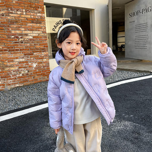 「五款配色！90白鸭绒」呦奇新款韩版短款羽绒服 纯色5色加厚时尚轻薄羽绒服外套童装 商品图2