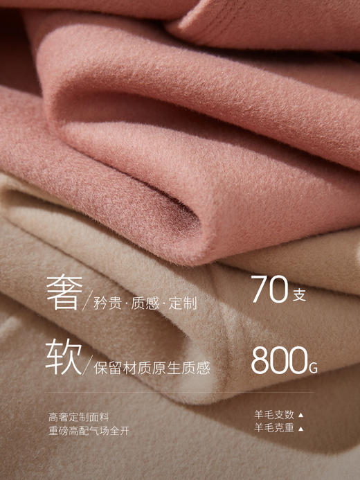 【年终特卖】熙世界牛角扣双面呢大衣秋冬海军风翻领羊毛呢子外套 商品图4