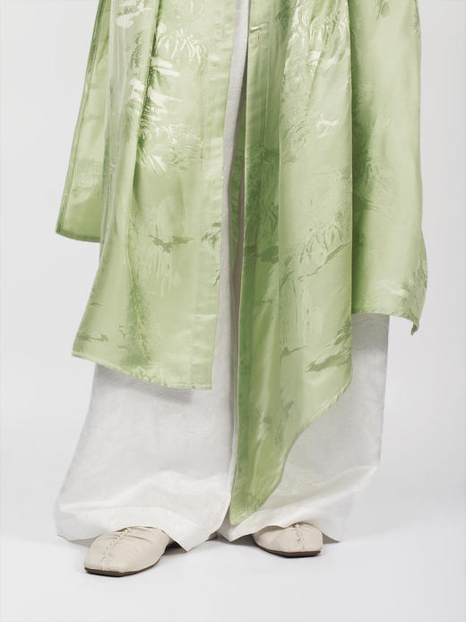 盛唐牡丹 |立体剪裁冷淡绿长款衬衫连衣裙 商品图10