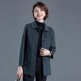 TC215117 洋气妈妈羊绒大衣女短款中年双面呢外套秋冬新款大码中老年毛呢子