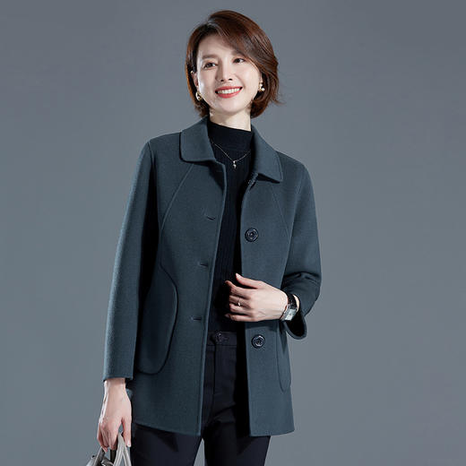 TC215117 洋气妈妈羊绒大衣女短款中年双面呢外套秋冬新款大码中老年毛呢子 商品图0