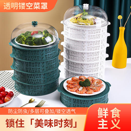 菜罩家用夏季镂空餐桌盖遮剩菜食物防蚊苍蝇防尘饭菜收纳盒子 商品图1