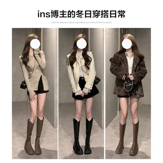 ZHR短靴女2023冬季新款厚底短靴复古英伦黑色酷感朋克切尔西短靴长筒靴 商品图5