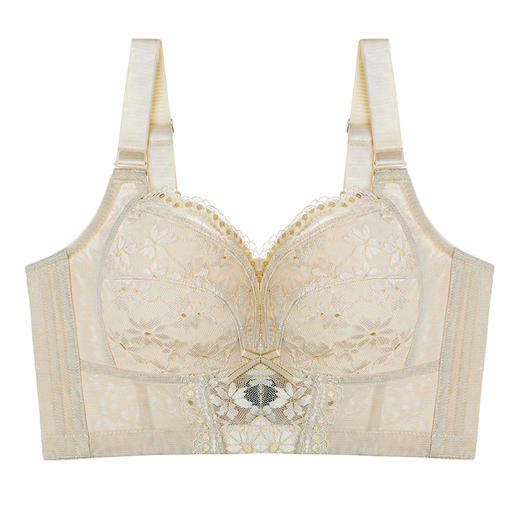 大胸显小收副乳超薄杯透气大码内衣女无痕无钢圈文胸胸罩 大胸显小 无钢圈bra 蝶翼刺绣水晶杯文胸 商品图8