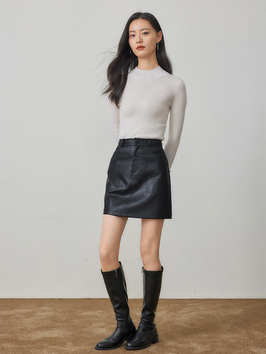 【79元福袋，不支持退换】熙世界皮裙半身裙女秋冬高腰显瘦小个子a字PU皮短裙 商品图4