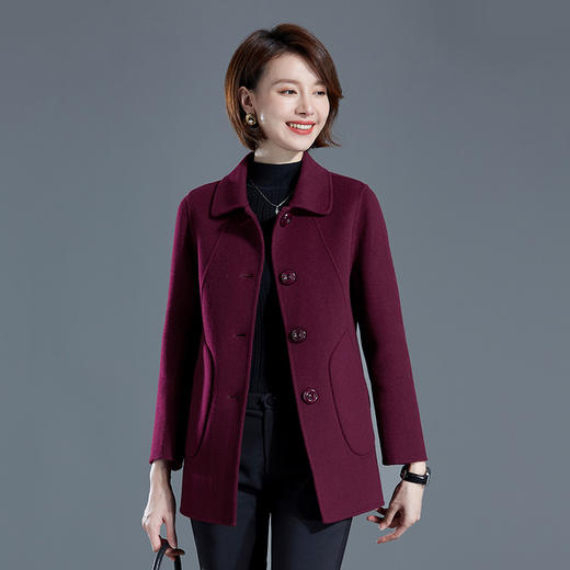 TC215117 洋气妈妈羊绒大衣女短款中年双面呢外套秋冬新款大码中老年毛呢子 商品图2
