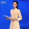 IWY/洋气鹅黄色西装连衣裙女收腰播音生主持人正装长袖艺Q1005 商品缩略图3