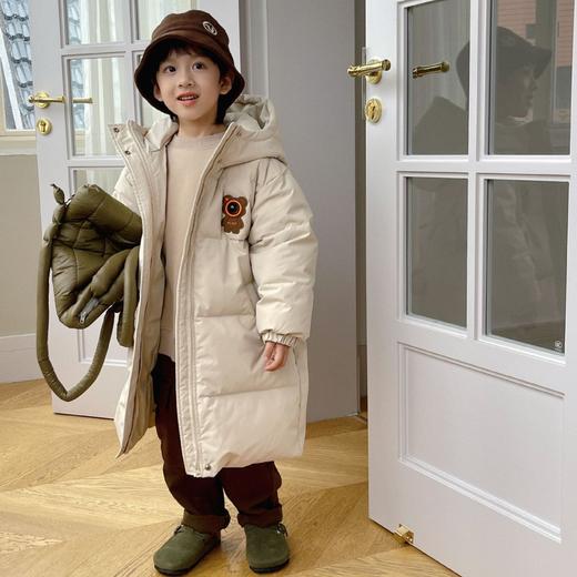 「三款配色！长款羽绒服」呦奇2023冬季新款韩版儿童羽绒服 立体绣可爱小熊男女童羽绒服童装 商品图2