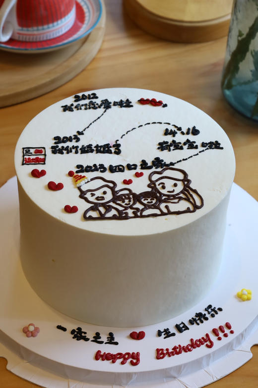 手绘一家四口幸福轨迹 商品图2