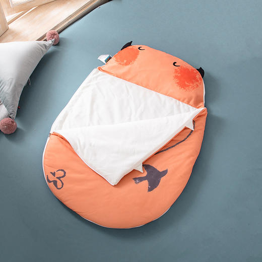 一体式睡袋防踢防蹬针织棉睡袋 卡通动物抱被秋睡袋 商品图6