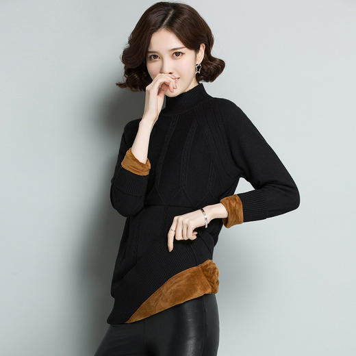 【11.11】百搭长袖中长款，宽松保暖加绒毛衣CC-5130 商品图2