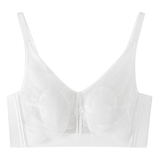 大胸显小收副乳超薄杯透气大码内衣女无痕无钢圈文胸胸罩 大胸显小 无钢圈bra 蝶翼刺绣水晶杯文胸 商品图6