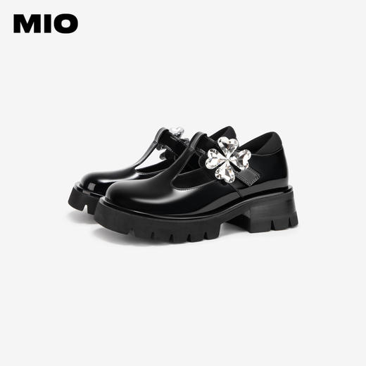 【智心浪漫】MIO米奥春季中跟复古单鞋四叶草钻饰玛丽珍鞋M241527475 商品图3