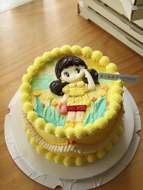 手绘黄色系可爱小女孩