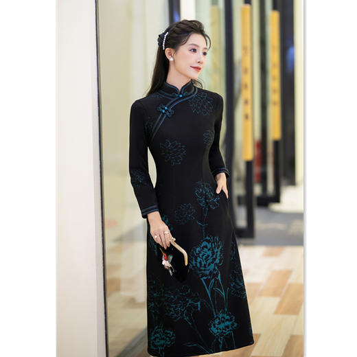 冬季新款，老上海时尚改良新中式A版七分袖旗袍GX-27504 商品图3